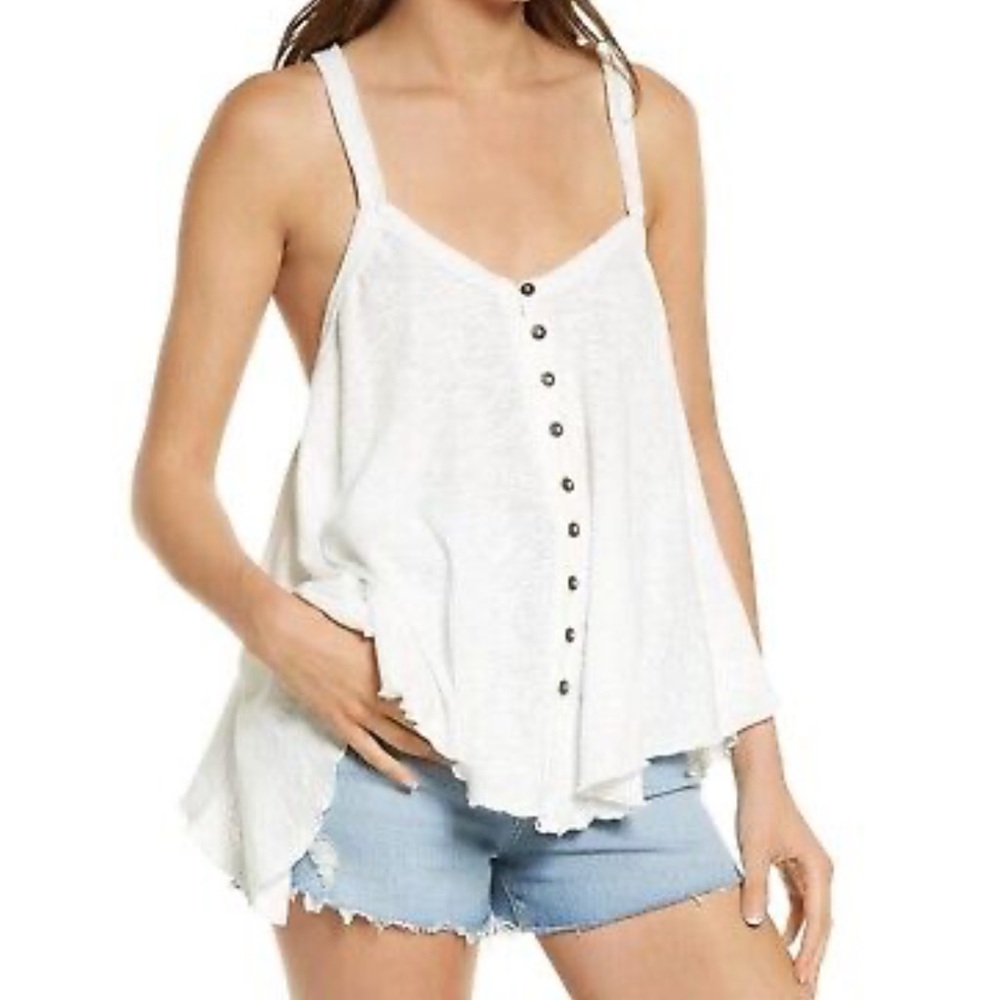 We The Free People Dream Weaver Tank Top White Size XS Oversized Boho Peasant